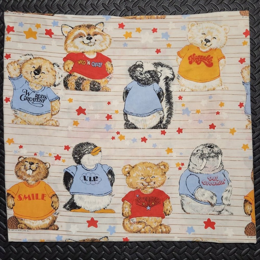 Vintage 1980 Shirt Tails Hallmark Twin Flat Sheet 90s Kids Fabric Materi…